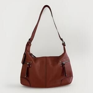 Tignanello 100% Pebbled Leather Red Hobo Shoulder Bag – Classic Style & Function